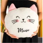 Casaba Hediyelik Peluş Kedi Yastık - Beyaz - 28 x 30 cm