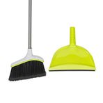 Casabella Basics Açılı Broom ve Dustpan Seti, Gümüş/Yeşil Süpürge, Faraşlı, Çelik, Gümüş,