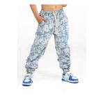 Casabony Çiçekli Stone Wash Kız Jogger Pantolon CS-24Y-074