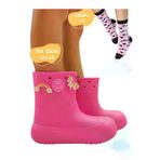 Casabony CS-25S-022 Pembe Kız Yağmur Botu & Pamuklu Çorap Takım
