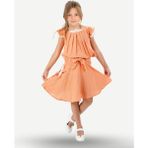 Casabony Pale Muslin Dantelli Kız Çocuk Tunik + Etekli Takım - 8 Yaş - Turuncu