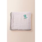 Casadora Baby 100% Organik Pamuk, Timsah Nakışlı, Çoban Dikişli, Çift taraflı Müslin Battaniye - 100x100cm
