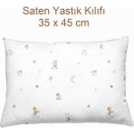 Casadora Baby Circus %100 Pamuk Saten Yastık Kılıfı - 35 x 45 cm - Beyaz - Mavi