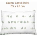 Casadora Baby Oxygen %100 Pamuk Saten Yastık Kılıfı - 35 x 45 cm - Beyaz - Yeşil