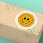 Casalinghi Sevimli Etiket Gülen Yüz Yuvarlak Mat Çıkartma Round Smile Sticker 4 Cm (40 Adet) (Smile4)