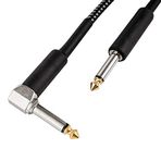 CASCHA Gitar Kablosu 6,3 mm, Uzunluk 6 m, Profesyonel Enstrüman Kablosu, Jaktan Jaka, Elektrikli Gitar Amper Kablosu (Düz - Açılı Jak), Siyah