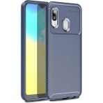 Case 4U A20E Uyumlu Kılıf Rugged Armor Karbon Desenli Lüx Negro Silikon Arka Kapak Lacivert - Galaxy A20E