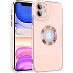 Case 4U Apple iPhone 12 Kılıf Kamera Korumalı Parlak Kenarlı Altın Işlemeli Renkli Logo Gösteren Kongo Kapak Rose Gold