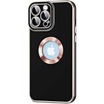 Case 4U Apple iPhone 12 Pro Max Kılıf Kamera Korumalı Parlak Kenarlı Altın Işlemeli Renkli Logo Gösteren Kongo Kapak Siyah