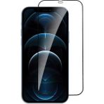 Case 4U Apple iPhone 12 Pro Max Tam Kaplayan Tamperli Cam Ekran Koruyucu Curved Kırılmaz Kenar - Siyah
