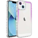 Case 4U Apple iPhone 13 Kılıf Simli ve Renk Geçiş Tasarımlı Lens Korumalı Park Kapak Mor - Beyaz