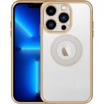 Case 4U Apple iPhone 13 Pro Kılıf Parlak Renk Kenar Kamera Korumalı Logo Gösteren Esta Kapak Altın