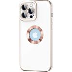 Case 4U Apple iPhone 14 Pro Max Kılıf Kamera Korumalı Parlak Kenarlı Altın Işlemeli Renkli Logo Gösteren Kongo Kapak Beyaz