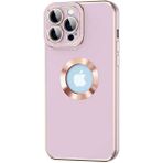 Case 4U Apple iPhone 14 Pro Max Kılıf Kamera Korumalı Parlak Kenarlı Altın Işlemeli Renkli Logo Gösteren Kongo Kapak Mor