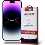 Case 4U Apple iPhone 14 Temperli Ekran Koruyucu Kırılmaz Cam Ekonomik 3'lü Paket Şeffaf