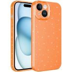 Case 4u Apple iPhone 15 Plus Kılıf Kamera Korumalı Simli Lüks Koton Kapak Turuncu