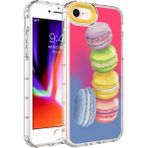 Case 4U Apple iPhone 7 / 8 Kılıf Kamera Korumalı Renkli Makaron Desenli Sert Silikon Korn Kapak NO12 Renkli - Mavi - Pembe