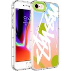 Case 4U Apple iPhone 7 / 8 Kılıf Kamera Korumalı Renkli Yazı Desenli Sert Silikon Korn Kapak NO2 Renkli - Yeşil - Beyaz