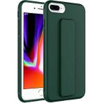 Case 4U Apple iPhone 8 Plus / 7 Plus Kılıf Stand Olabilen Mat Yüzey Kaliteli TPU Silikon Qstand Arka Kapak Koyu Yeşil