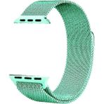 Case 4U Apple Watch Seri 1/2/3/4/5/6/7/8/SE/Ultra 38mm 40mm 41mm 42mm 44mm 45mm 49mm Kordon Kayış Metal Hasır Milano Loop KRD-01 Açık Yeşil