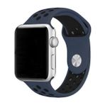 Case 4U Apple Watch Seri 7/6/SE/5/4 Delikli Spor Kayış 45mm 44mm 42mm Uyumlu Gece Mavisi - Siyah