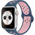 Case 4U Apple Watch Seri 7/6/SE/5/4 Delikli Spor Kayış 45mm 44mm 42mm Uyumlu Mavi - Pembe