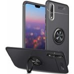 Case 4U Huawei P20 ile uyumlu Pro Kılıf Autofocus Shockprof Ravel Yüzüklü Standlı Slikon Kapak Siyah HBV00000GMQ3R