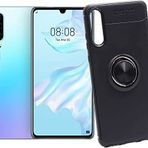 Case 4U Huawei P30 ile uyumlu Kılıf Autofocus Shockprof Ravel Yüzüklü Standlı Slikon Kapak Siyah HBV00000K1GOP