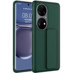 Case 4U Huawei P50 ile uyumlu Pro Kılıf Stand Olabilen Mat Yüzey Kaliteli TPU Silikon Qstand Arka Kapak Koyu Yeşil HBCV00002LIQWH