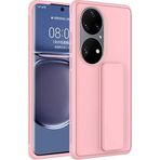 Case 4U Huawei P50 ile uyumlu Pro Kılıf Stand Olabilen Mat Yüzey Kaliteli TPU Silikon Qstand Arka Kapak Pembe HBCV00002LIQPJ