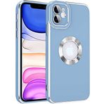 Case 4U iPhone 11 ile uyumlu Kılıf Kamera Korumalı Parlak Kenarlı Altın Işlemeli Renkli Logo Gösteren Kongo Kapak Mavi HBCV00002LIR4R