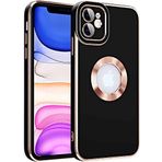 Case 4U iPhone 11 ile uyumlu Kılıf Kamera Korumalı Parlak Kenarlı Altın Işlemeli Renkli Logo Gösteren Kongo Kapak Siyah HBCV00002LIQHP