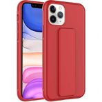 Case 4U iPhone 11 ile uyumlu Pro Max Kılıf Stand Olabilen Mat Yüzey Kaliteli TPU Silikon Qstand Arka Kapak Kırmızı HBCV00002LIQK4