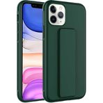 Case 4U iPhone 11 ile uyumlu Pro Max Kılıf Stand Olabilen Mat Yüzey Kaliteli TPU Silikon Qstand Arka Kapak Koyu Yeşil HBCV00002LIR5B