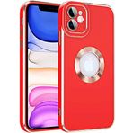 Case 4U iPhone 12 ile uyumlu Kılıf Kamera Korumalı Parlak Kenarlı Altın Işlemeli Renkli Logo Gösteren Kongo Kapak Kırmızı HBCV00002LIQHI