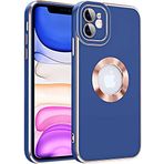Case 4U iPhone 12 ile uyumlu Kılıf Kamera Korumalı Parlak Kenarlı Altın Işlemeli Renkli Logo Gösteren Kongo Kapak Lacivert HBCV00002LIR4Q