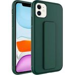 Case 4U iPhone 12 ile uyumlu Kılıf Stand Olabilen Mat Yüzey Kaliteli TPU Silikon Qstand Arka Kapak Koyu Yeşil HBCV00002LIQUE