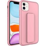 Case 4U iPhone 12 ile uyumlu Kılıf Stand Olabilen Mat Yüzey Kaliteli TPU Silikon Qstand Arka Kapak Pembe HBCV00002LIR11