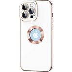 Case 4U iPhone 12 ile uyumlu Pro Max Kılıf Kamera Korumalı Parlak Kenarlı Altın Işlemeli Renkli Logo Gösteren Kongo Kapak Beyaz HBCV00002LIQSG