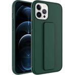 Case 4U iPhone 12 ile uyumlu Pro Max Kılıf Stand Olabilen Mat Yüzey Kaliteli TPU Silikon Qstand Arka Kapak Koyu Yeşil HBCV00002LIR0W