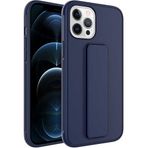 Case 4U iPhone 12 ile uyumlu Pro Max Kılıf Stand Olabilen Mat Yüzey Kaliteli TPU Silikon Qstand Arka Kapak Lacivert HBCV00002LIR0X