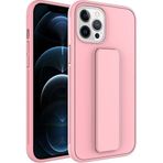 Case 4U iPhone 12 ile uyumlu Pro Max Kılıf Stand Olabilen Mat Yüzey Kaliteli TPU Silikon Qstand Arka Kapak Pembe HBCV00002LIR0Y