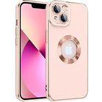 Case 4U iPhone 13 ile uyumlu Kılıf Kamera Korumalı Parlak Kenarlı Altın Işlemeli Renkli Logo Gösteren Kongo Kapak Rose Gold HBCV00002LIQHB
