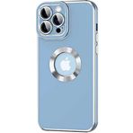 Case 4U iPhone 13 ile uyumlu Pro Max Kılıf Kamera Korumalı Parlak Kenarlı Altın Işlemeli Renkli Logo Gösteren Kongo Kapak Mavi HBCV00002LIQYP