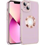 Case 4U iPhone 14 ile uyumlu Kılıf Kamera Korumalı Parlak Kenarlı Altın Işlemeli Renkli Logo Gösteren Kongo Kapak Mor HBCV00003HQ7VJ