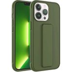 Case 4U iPhone 14 ile uyumlu Pro Kılıf Stand Olabilen Mat Yüzey Kaliteli TPU Silikon Qstand Arka Kapak Koyu Yeşil HBCV00002XNFZ5