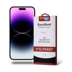 Case 4U iPhone 14 ile uyumlu Temperli Ekran Koruyucu Kırılmaz Cam Ekonomik 3'lü Paket Şeffaf HBCV000049CEQB