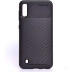 Case 4U M10 Uyumlu Kılıf Rugged Armor Karbon Desenli Lüx Negro Silikon Arka Kapak Siyah - Galaxy M10