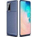 Case 4U S20 Uyumlu Kılıf Rugged Armor Karbon Desenli Lüx Negro Silikon Arka Kapak Lacivert - Galaxy S20