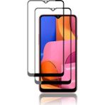 Case 4U Samsung Galaxy A20S Tam Kaplayan Tamperli Cam Ekran Koruyucu Curved Kırılmaz Kenar - Siyah